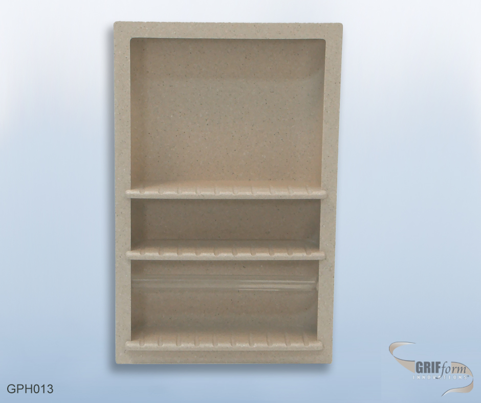Custom bathroom accessory installation.