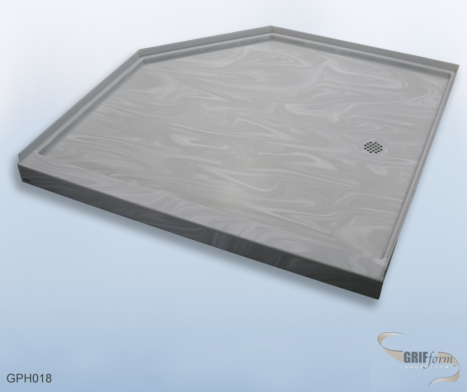 Custom shower pan installation.