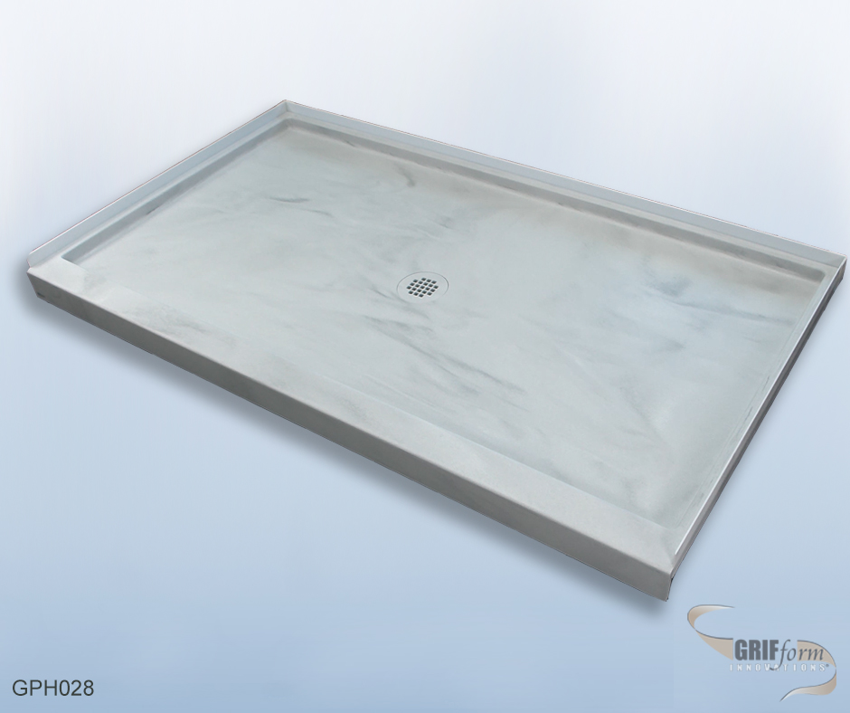 Custom shower pan installation.